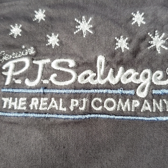 P.j. Salvage Blue Flannel Pajama Set Paris design Size Small - Picture 3 of 10